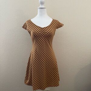 Wild Fable Brown Fit and Flare Mini Dress with Flutter Cap Sleeves